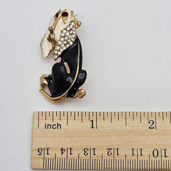 Vtg Brooch & Earrings Bassett Hound Dog 70s Classy Elegant Statement Jewelry Set - Picture 11 of 16